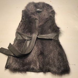 Steve Madden Faux Fur/Leather Vest with Belt